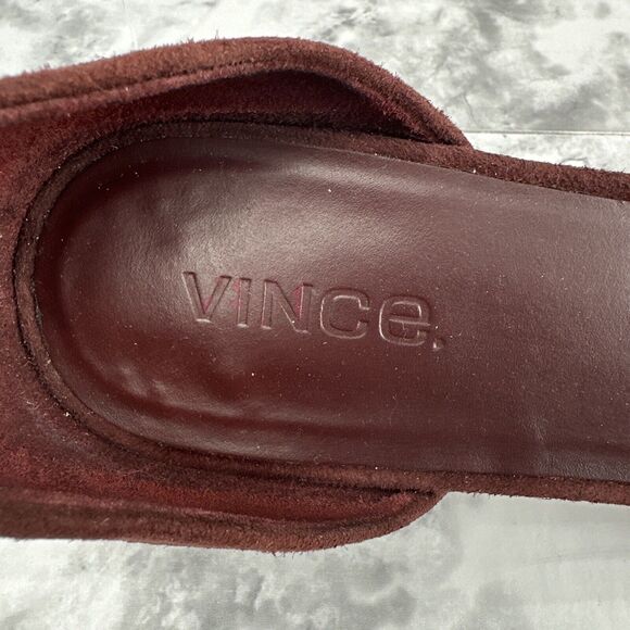 Vince Womens Nina D'Orsay Flats Size 8 Deep Cherry Red Suede Pointed Toe Slip On - Picture 4 of 8